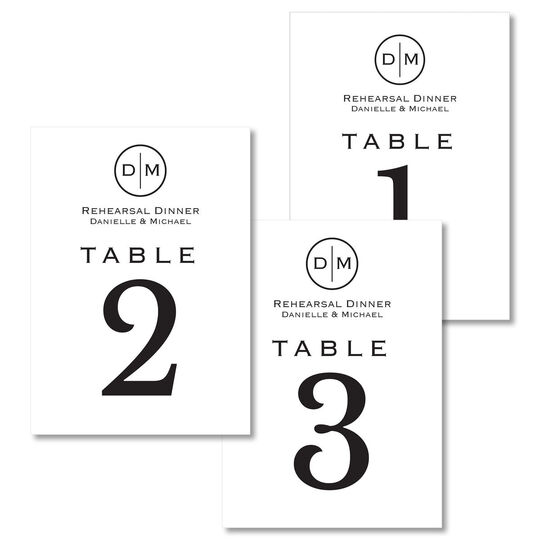 Circle Initials Table Number Cards